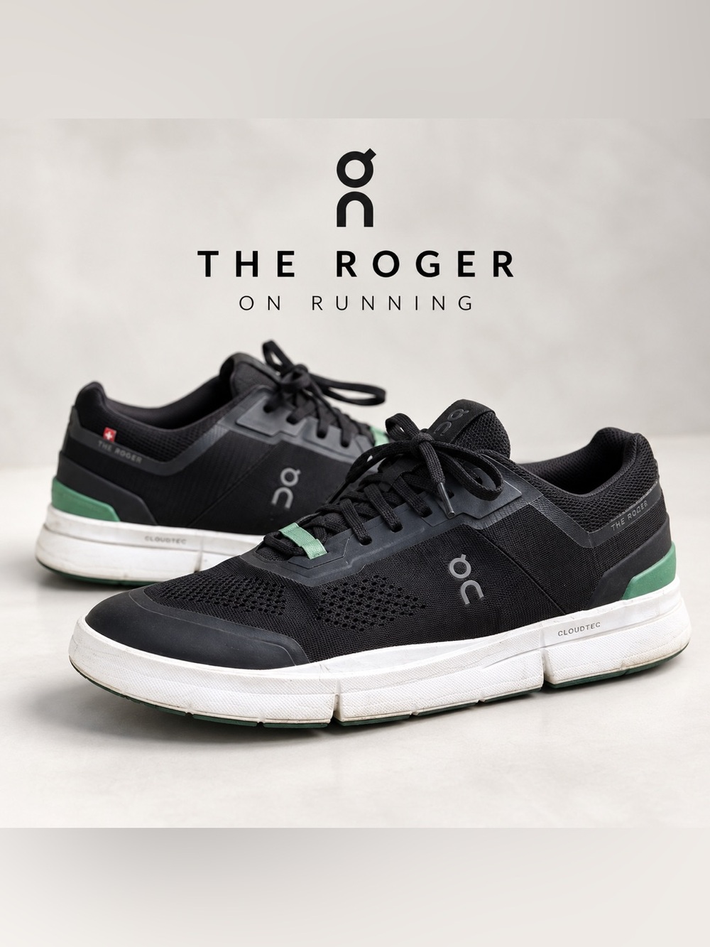 On Running THE ROGER Clubhouse Pro Black Green Tennis Shoes Men’s 8.5